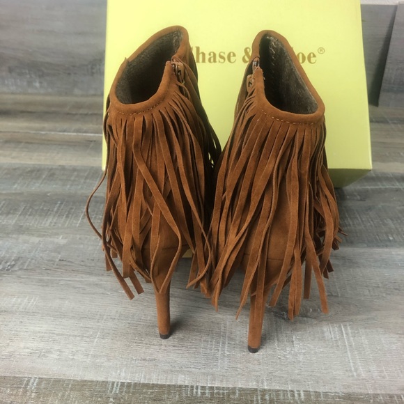 Chase & Chloe Carina Stiletto Fringe Ankle Boot - Picture 4 of 8